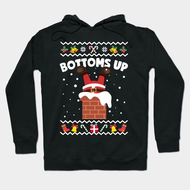 Bottoms Up Funny Ugly Christmas Hoodie by thingsandthings